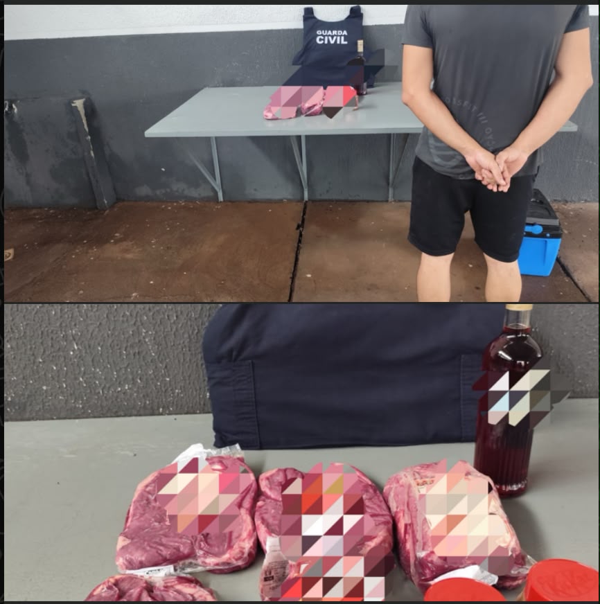 Homem é preso pela GCM após tentar furtar carnes, chocolates e bebida em supermercado no Centro de Maringá