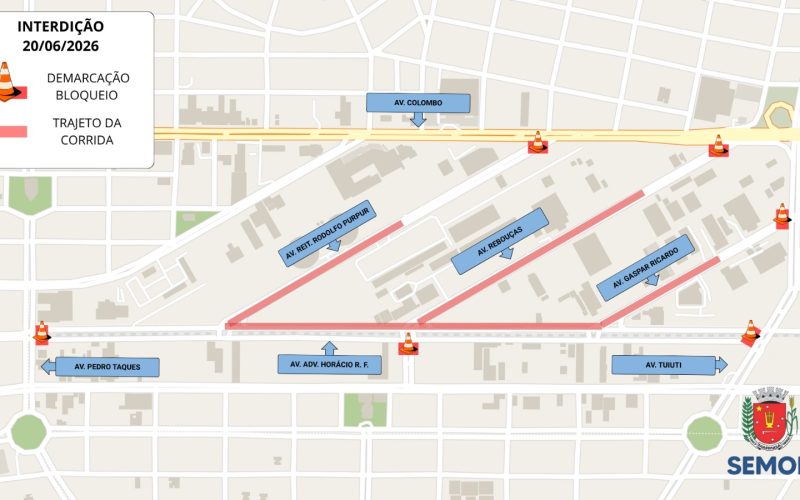 Corrida de rua provoca interdições temporárias no trânsito da região central de Maringá neste sábado(20)