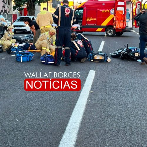 Dois motociclistas ficam feridos após acidente na Avenida Colombo, em Maringá