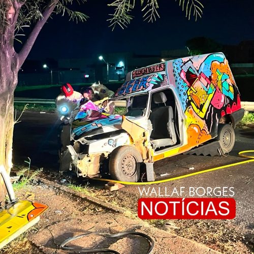 Homem fica ferido após carro bater contra árvore no Contorno Norte de Maringá